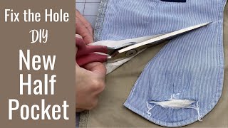 How to Repair Holes in Pant Pocket  DIY Add New half Pocket [upl. by Auqenes]