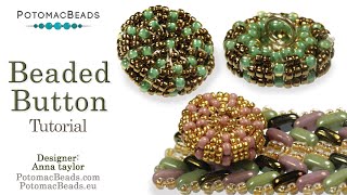 Beaded Button DIY Jewelry Making Tutorial by PotomacBeads [upl. by Nilesoy]