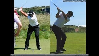 Jon Rahm golf swing  Long Iron faceon amp downtheline July 2017 [upl. by Acireed]