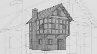 How To Draw a Medieval House in Two Points Perspective [upl. by Evie]