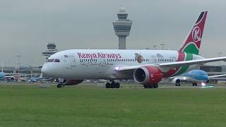 Take off Kenya Airways Boeing 7878 Dreamliner Runway 18L AMS [upl. by Sausa315]