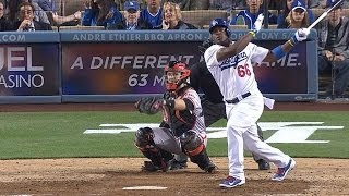 Puig takes pitch launches homer gets heated [upl. by Torrlow513]