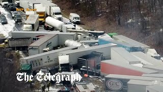 Dramatic moment 50 cars pileup on Pennsylvania motorway in US [upl. by Zoeller]