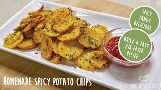 HOW TO MAKE HOMEMADE SPICY POTATO CHIPS  Air Fryer Recipe [upl. by Reffinej]