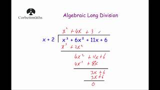 Algebraic Long Division  Corbettmaths [upl. by Brie]