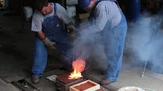 Pouring Molten Brass Backyard Molding and Foundry Work [upl. by Merrilee]