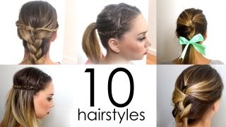 10 Quick amp Easy Everyday Hairstyles in 5 minutes [upl. by Acinnad]