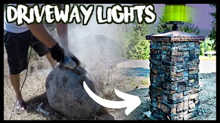 HOW TO BUILD STONE COLUMN DRIVEWAY LIGHTS START TO FINISH [upl. by Sadie]