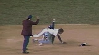 1977 ALCS Gm2 McRae takes out Randolph at second [upl. by Ahsyat]