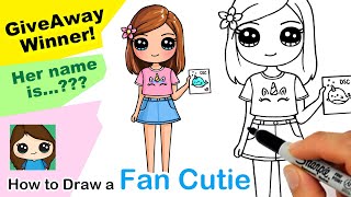 Draw a Fan as a Cutie GiveAway Winner Time 💕 How to Draw a Cute Girl [upl. by Erapsag]