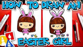 How To Draw A Cute Easter Girl Cartoon [upl. by Gnehs]