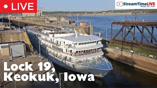 Mississippi River Lock 19  Keokuk IA USA  StreamTime LIVE [upl. by Reyaht]