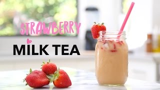 Strawberry Milk Tea Recipe ♥ 4 Simple Ingredients All Natural [upl. by Joellen953]