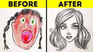 25 EASY DRAWING TRICKS FOR BEGINNERS  SIMPLE DRAWING AND PAINTING TUTORIALS AND TIPS [upl. by Athal]