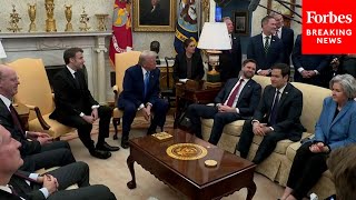 BREAKING NEWS Trump Macron Take Multiple Questions From The Press During Oval Office Meeting [upl. by Asiek]