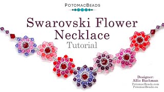 Swarovski Flower Necklace  DIY Jewelry Making Tutorial by PotomacBeads [upl. by Peonir]