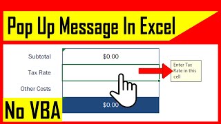 How to create a pop up message in Excel [upl. by Didi]