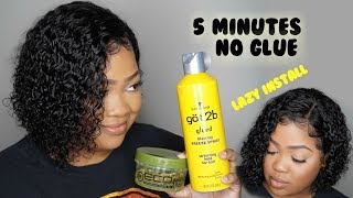 Lazy 5 Minute Lace Wig Install  No Glue Needed [upl. by Parish]