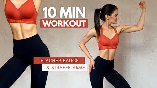 In 10 MIN definierte Arme amp flacher Bauch  ohne Equipment  Tina Halder [upl. by Feola669]