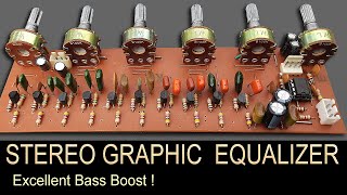 Make 5 Band Stereo Parametric Audio Equalizer Using 10 Transistors amp 4558 or NE5532 IC  LA3600 [upl. by Enelram]