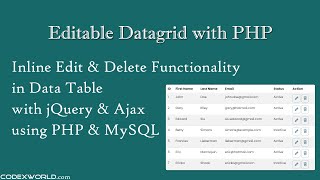 Data Table Inline Editing using jQuery Ajax PHP and MySQL [upl. by Rogergcam]