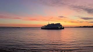 Wightlink ferry Victoria of wight sailing through a sunset into Portsmouth [upl. by Oniskey]