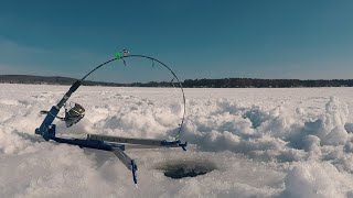 Ice Fishing for LAKE TROUT  How to ice fish for lake trout using a JawJacker [upl. by Ahsened822]