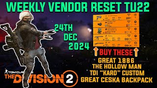 The Division 2  CHRISTMAS WEEKLY VENDOR RESET TU22  December 24th 2024 [upl. by Weisberg]