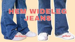 How to Hem Flared Jeans with Original Hem  LYDIA NAOMI [upl. by Bobette629]