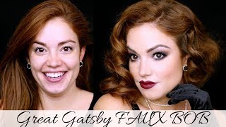 Great Gatsby FAUX BOB  1920s Inspired Hair [upl. by Ralyt]