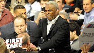 First Take reacts Charles Oakley kicked out of Madison Square Garden during a Knicks game [upl. by Mad]