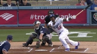 Yasiel Puig singles in first for first hit of career [upl. by Attaynik]