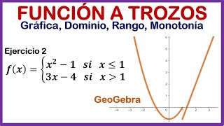 Función a Trozos  GeoGebra Gráfica Dominio Rango Monotonía  Ejercicio 2 [upl. by Angie]