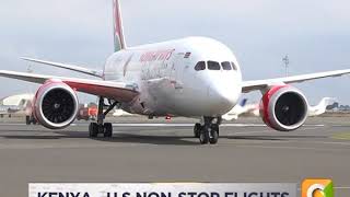 Kenya Airways flight 003 arrives at JKIA Nairobi from JFK International airport New York [upl. by Nessa270]