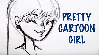 How to Draw a Pretty Cartoon Girl Step by Step [upl. by Dwinnell]