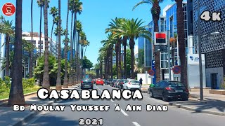 Casablanca Tour Bd Moulay Youssef à Ain Diab 4k من شارع مولاي يوسف إلى عين الذئاب [upl. by Shaefer]