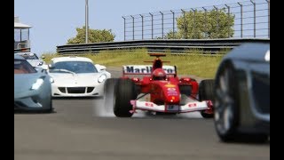 Ferrari F1 2004 Michael Schumacher vs Supercars at Zandvoort [upl. by Budge]