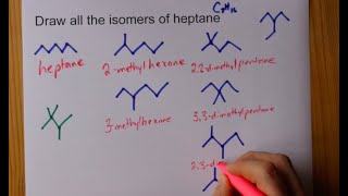 Draw all the Isomers of Heptane C7H16 [upl. by Yekram]