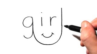 How to Draw a Girl Using the Word Girl [upl. by Tram]