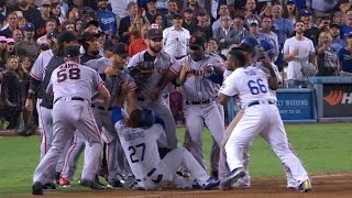 SFLAD Puig Bumgarner argue benches clear [upl. by Lanette]