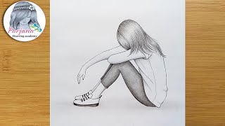 A Sad Girl  Drawing Tutorial  for beginners Pencil sketch  How to draw a Girl step by step [upl. by Sisson]