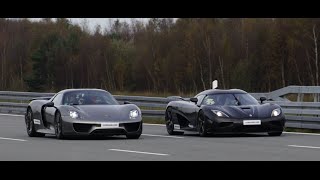 4k Koenigsegg Agera R vs Porsche 918 Spyder Weissach Package 50320 kmh [upl. by England370]