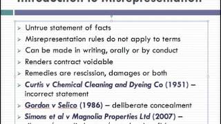 Misrepresentation Lecture 1 of 4 [upl. by Ahcsat]