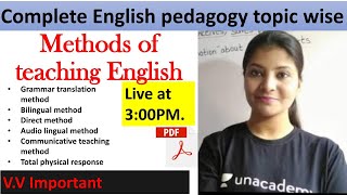 Methods of Teaching English  English PedagogyCTET2020 [upl. by Arikat]