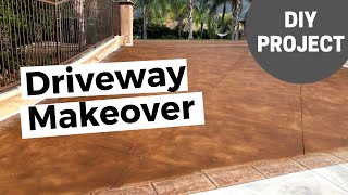 Driveway Makeover In 3 Easy Steps  Fun DIY Staining Project [upl. by Wadleigh]