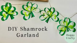 DIY Shamrock Garland  Paper crafts for St Patricks Day [upl. by Reina]