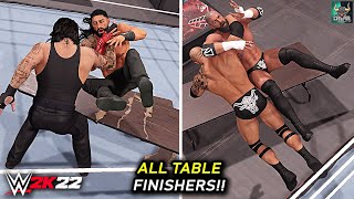 WWE 2K22 All Table Finishers [upl. by Roots]