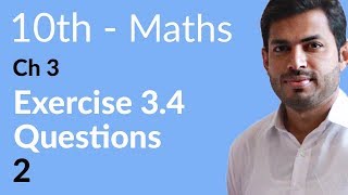 Class 10 Math Chapter 3  Exercise 34 Question 2  10th Class Math Chapter 3 [upl. by Tonjes]