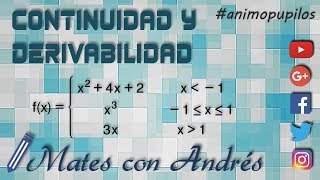 Continuidad y derivabilidad de una función “a trozos” 02 BACHILLERATO MATEMÁTICAS [upl. by Kcirde862]