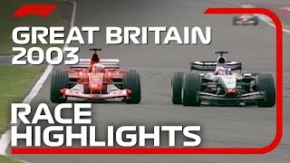 2003 British Grand Prix Race Highlights  DHL F1 Classics [upl. by Etteroma]